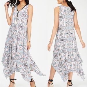 Style & Co Printed Handkerchief-Hem Midi Dress